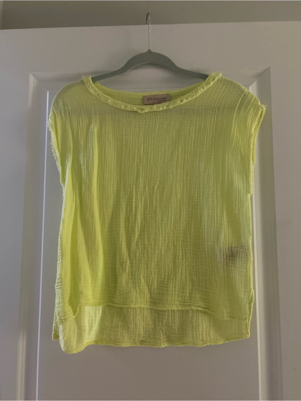 Philosophy Neon Yellow Gauzy Short-Sleeve Top